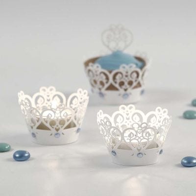 Portacandele con bordino di pizzo e strass