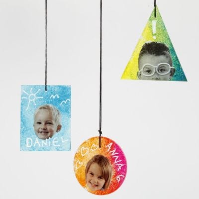 Decorazioni pendenti piatte in vetro decorate con stampe