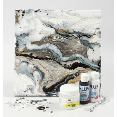 Fluid Art su tela con vernice Craft Paint e Pouring-Fluid