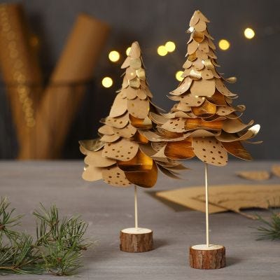 Alberi di Natale di carta in finta pelle fustellata a strati