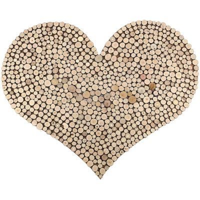 Cuore grande a motivi con dischi di legno
