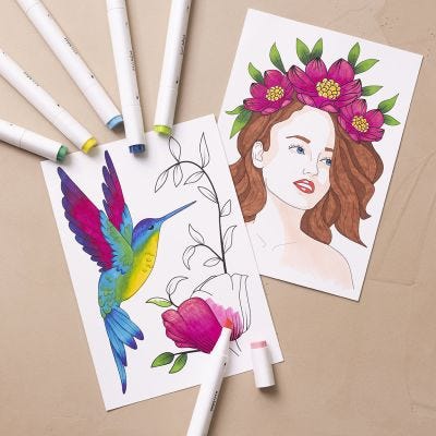 Kit Fai da te Principiante: Impara a colorare con i pennarelli