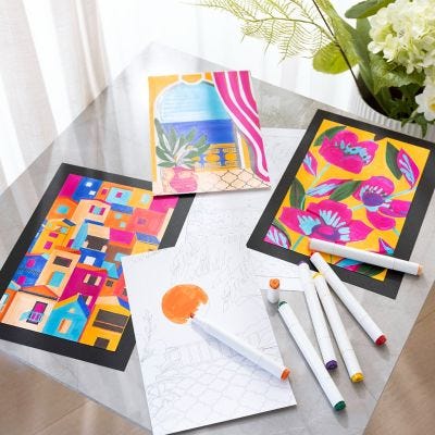 Illustrazioni create con la tecnica del dipingere per numero