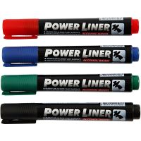Power Liner, ampiezza tratto 1,5-3 mm, nero, blu, verde, rosso, 4 pz/ 1 conf.
