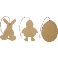 Decorazioni di Pasqua da appendere, coniglio, gallina, uova, H: 10 cm, 6 pz/ 1 conf.