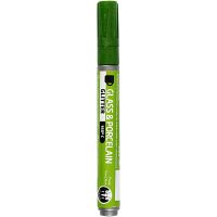 Penna per vetro e porcellana, glitter, ampiezza tratto 2-4 mm, semi opaco, verde chiaro, 1 pz