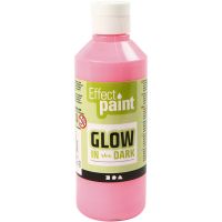 Pittura fosforescente, rosso chiaro fluorescente, 250 ml/ 1 bott.