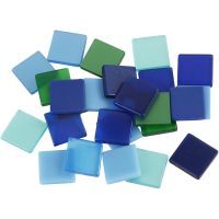 Mini mosaico, misura 10x10 mm, spess. 2 mm, armonia blu/verde, 25 g/ 1 conf.