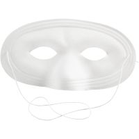 Maschera metà volto, H: 10 cm, L: 17,5 cm, bianco, 12 pz/ 1 conf.