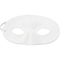 Maschera metà volto, H: 9,5 cm, L: 18,5 cm, bianco, 1 pz