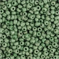 Perline rocaille, diam 3 mm, misura 8/0 , misura buco 0,6-1,0 mm, verde, 25 g/ 1 conf.