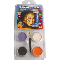Pittura facciale Eulenspiegel - set tema, strega di halloween, colori asst., 1 set