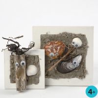 A Collage Frame with a Beach Motif made from Glue Lacquer & Sand