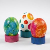 Painted natural Eggs on a Napkin Ring Stand