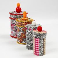 Papier-Mâché Boxes with Decoupage, Rhinestones and Beads