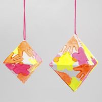 A Paper Diamond with Neon-Coloured Prints