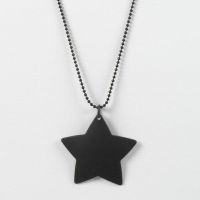 A black Metal Bead Chain Necklace with a Metal Star Pendant