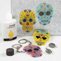 Key Fobs, Magnets and Brooches from decorated, pre-printed Shrink Plastic Designs