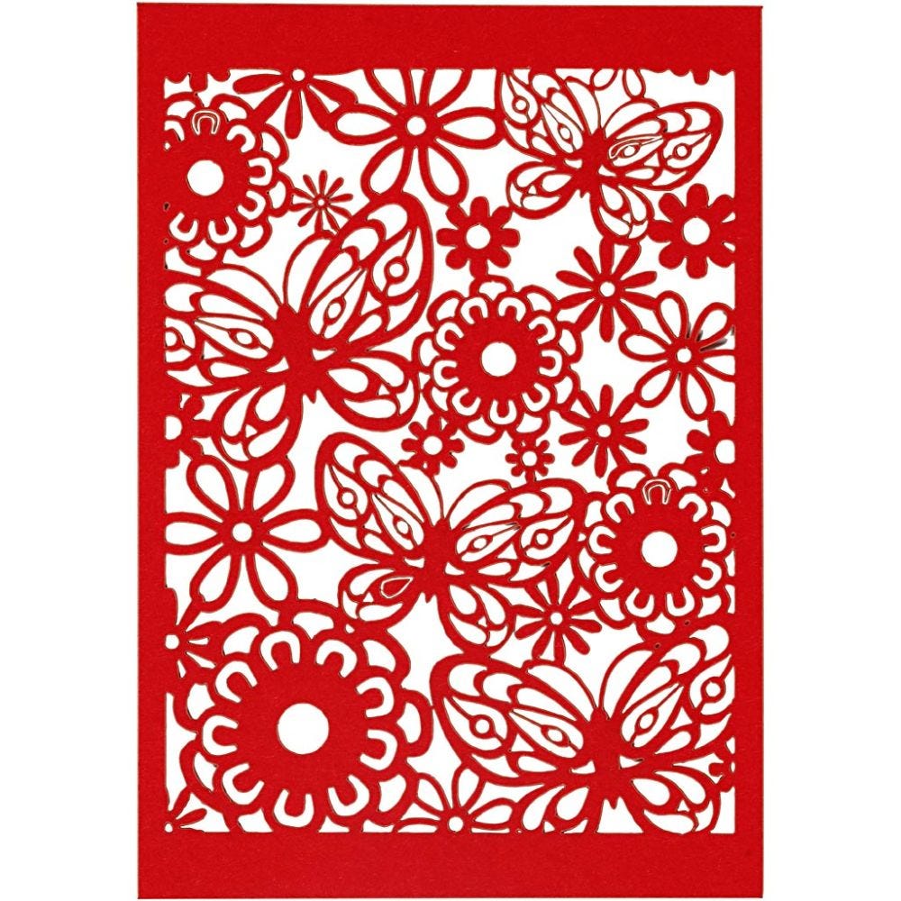 Cartoncino con motivo a pizzo, 10,5x15 cm, 200 g, rosso, 10 pz/ 1 conf.
