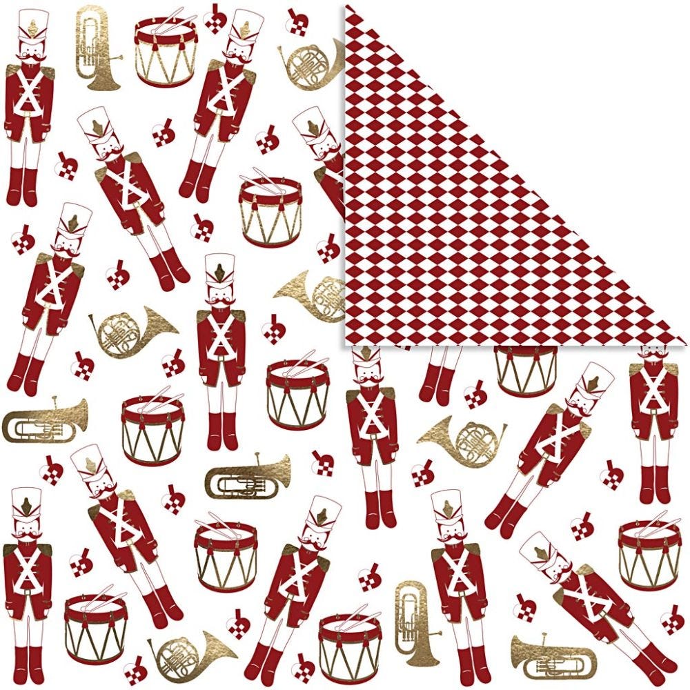 Carta fantasia, 180 g, oro, rosso, bianco, 30 fgl./ 1 conf.