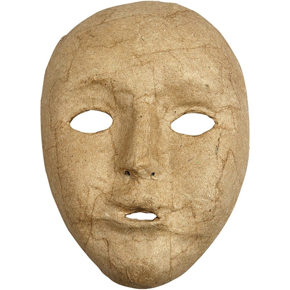 Maschera volto intero, H: 17,5 cm, L: 12,5 cm, 1 pz
