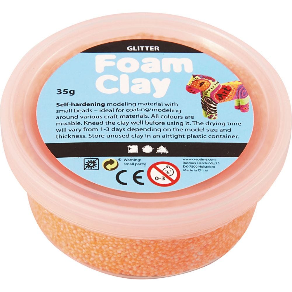 Foam Clay® , glitter, arancio, 35 g/ 1 vasch.