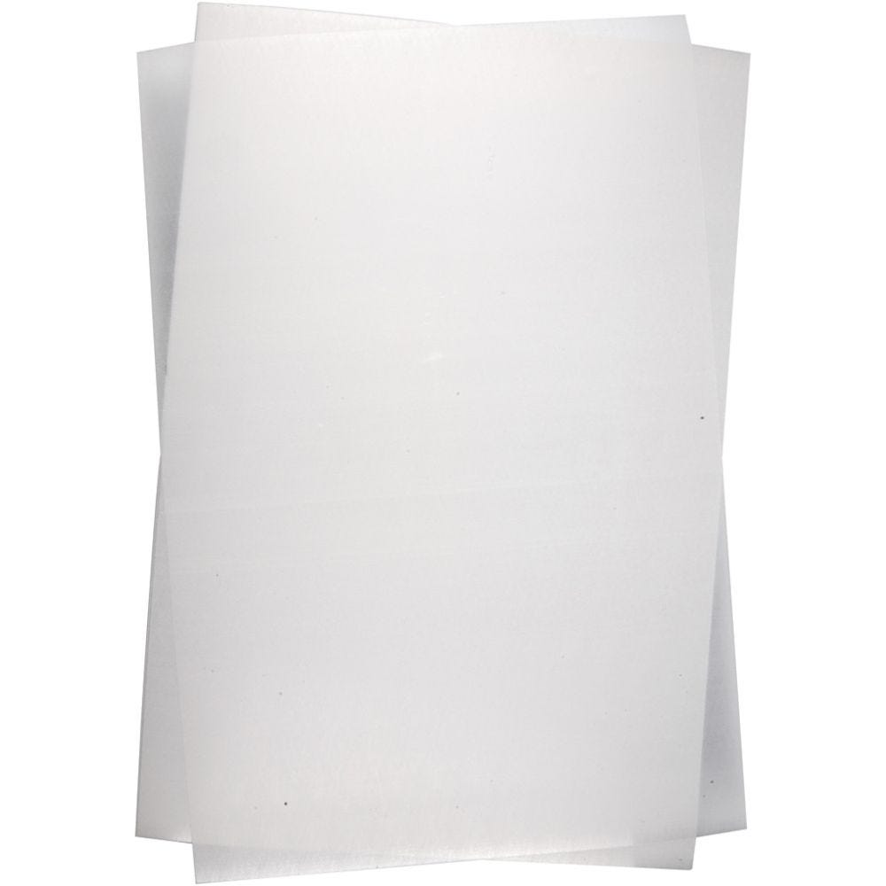 Fogli di plastica restringente, 20x30 cm, spess. 0,3 mm, Bianco opaco, 10 fgl./ 1 conf.