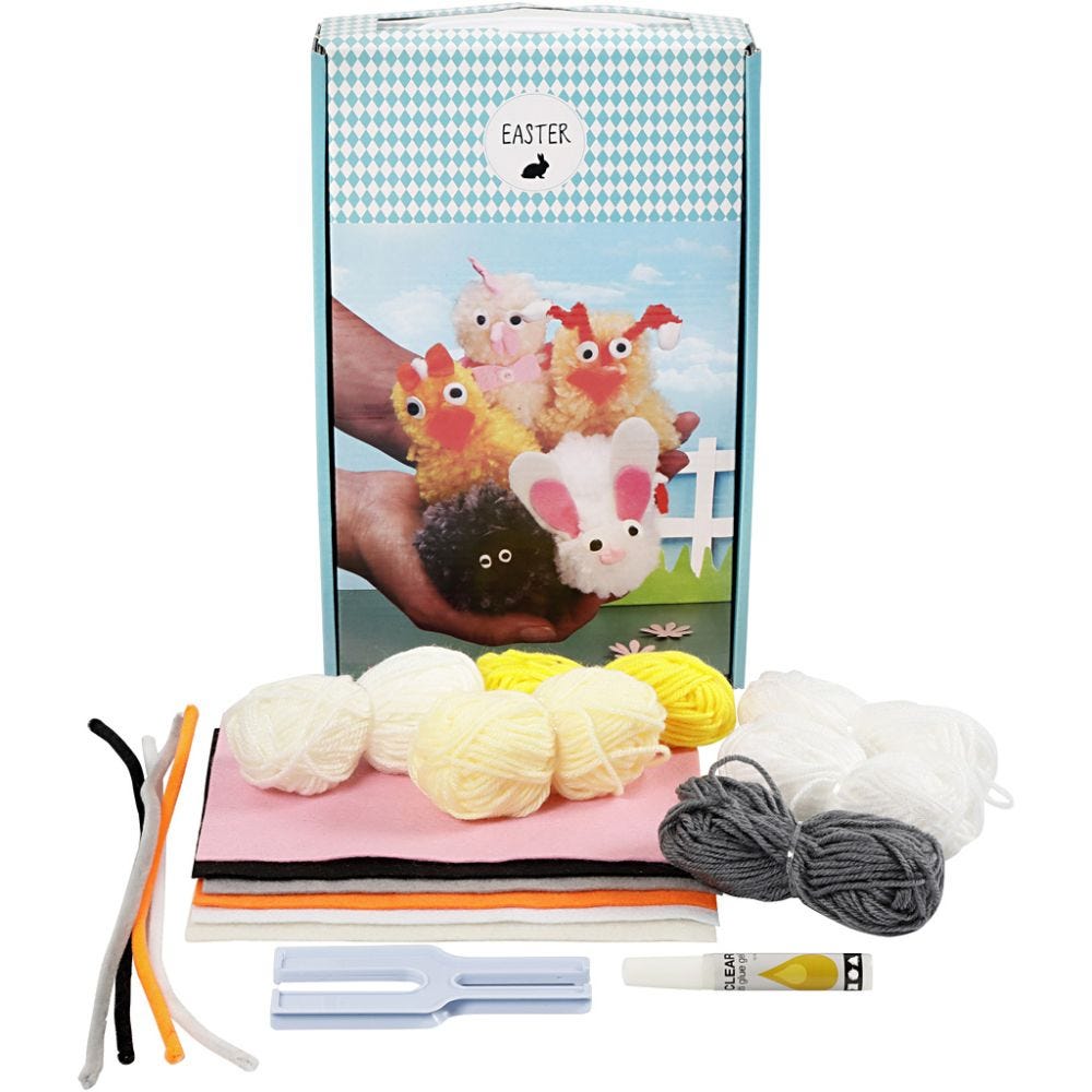 Kit animali pasquali pom-poms, 1 set