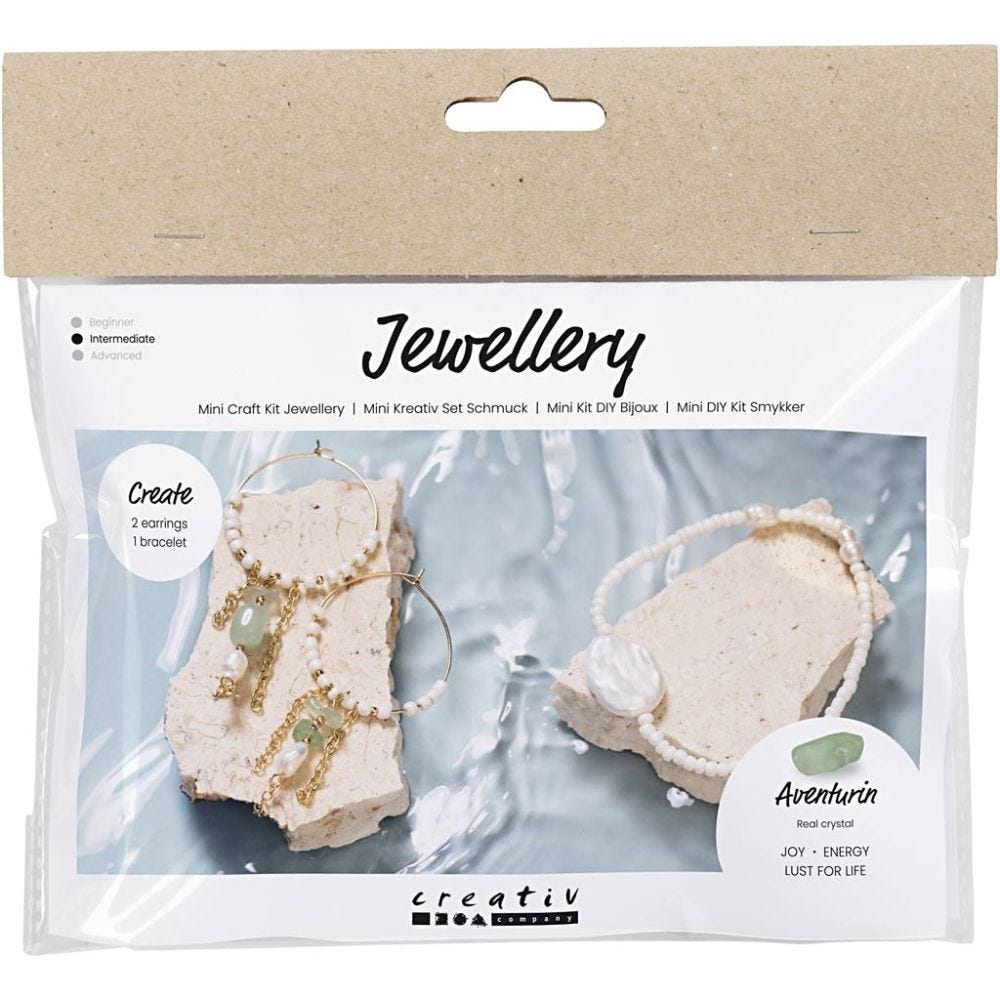 Kit Fai da te Mini Gioielli, Bracciale e orecchini avventurina Mix, 1 conf.
