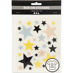 Sticker da Strofinare, stelle, foglio 12,2x15,3 cm, 2 fgl./ 1 conf.