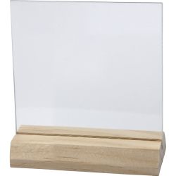 Piatto di vetro con supporto in legno