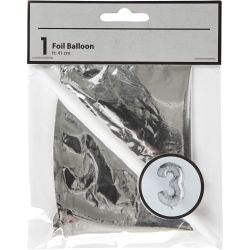 Palloncino alluminio, 3, H: 41 cm, argento, 1 pz