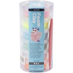 Foam Clay® , glitter, colori pastello, 6x14 g/ 1 conf.