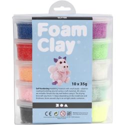 Foam Clay® , glitter, colori asst., 10x35 g/ 1 conf.