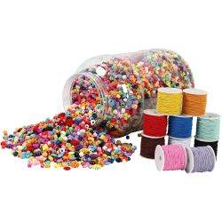 Vaschetta di Perline in Plastica & Cordino Elastico
